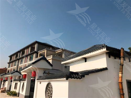 常德仿古樹脂瓦一體屋檐裝飾塑料瓦片 古建筑門樓圍墻瓦中式門頭仿古瓦 星發牌定制